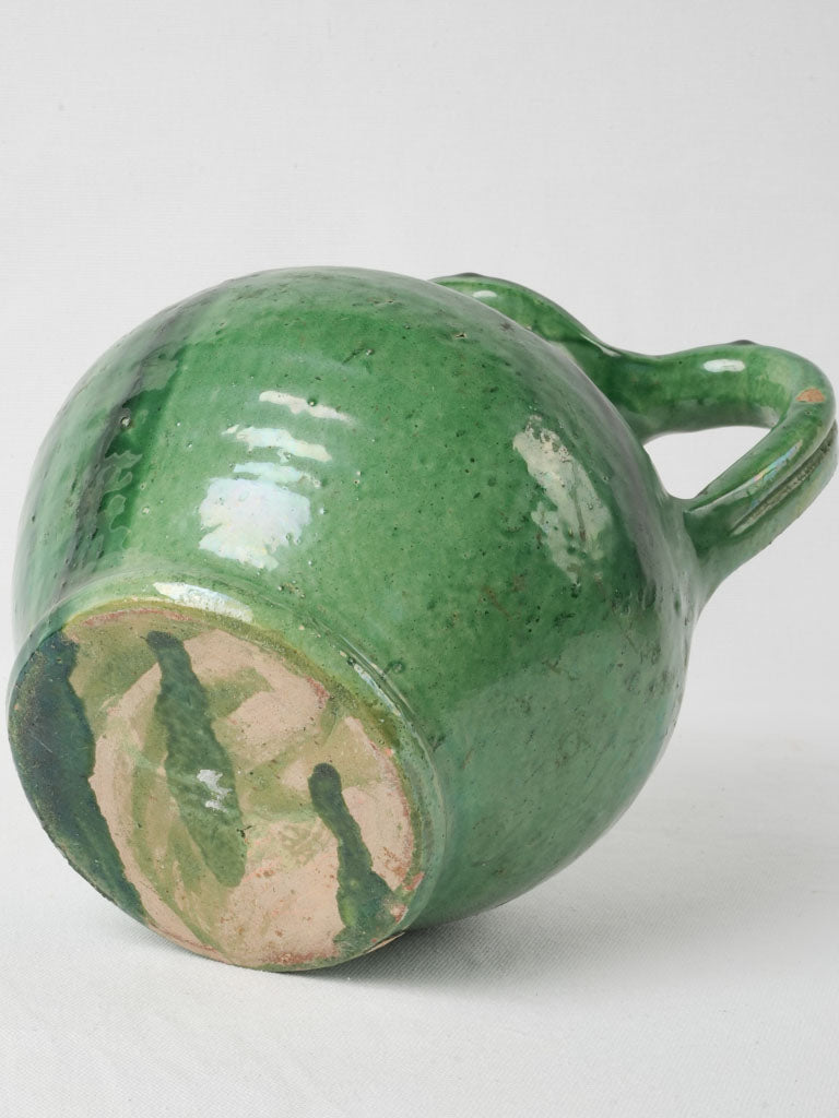 Green-glazed, vintage, double-handled water jug