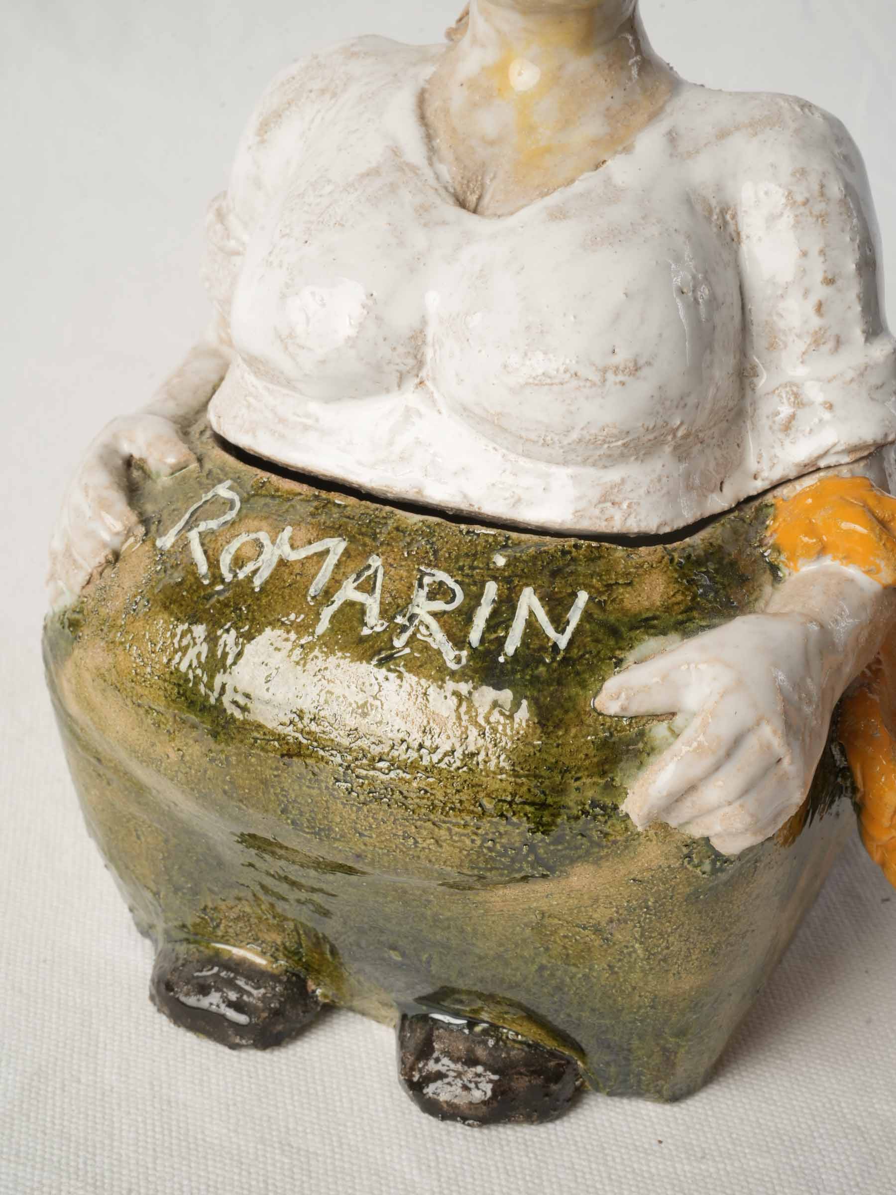 Figural artisan storage jar.