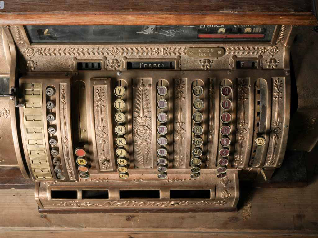 Cast brass centimes-countertop register