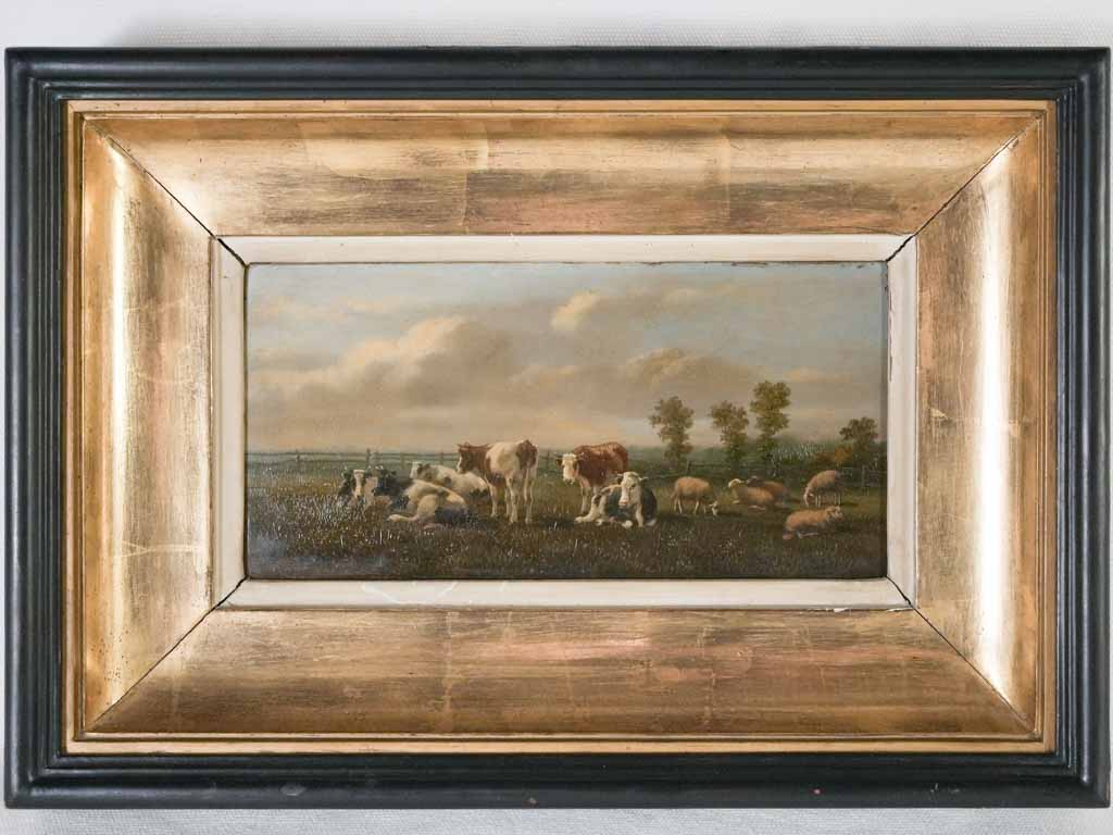 Animated landscape painting w/ cows Arthur de Waerhert (1881-1944) - 9¾" x 14½"