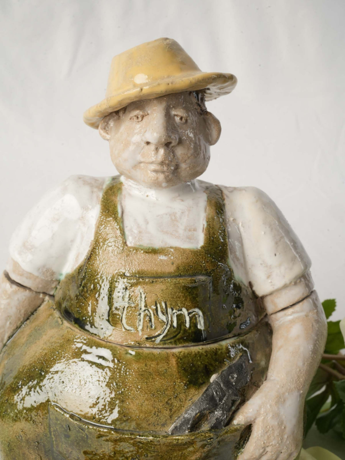 Vintage figural stoneware herb container