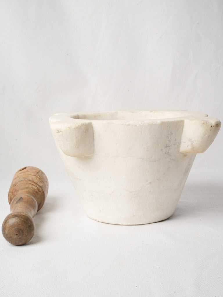 Antique French Marble Mortar w/ Wooden Pestle - 6¼"