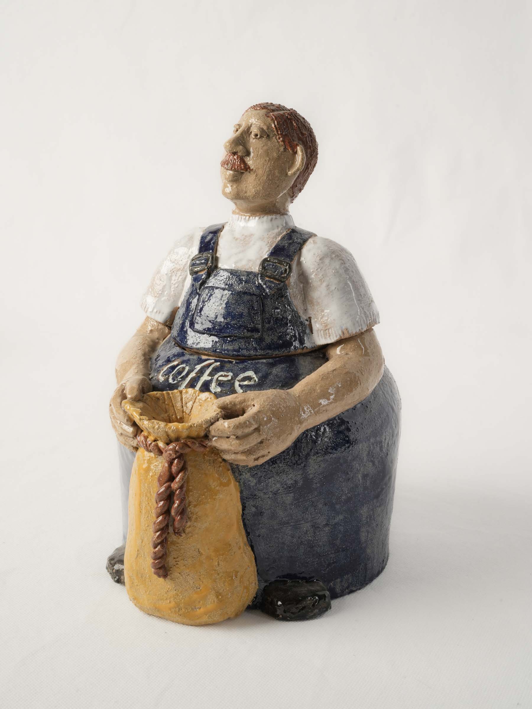 Expressive stoneware coffee container