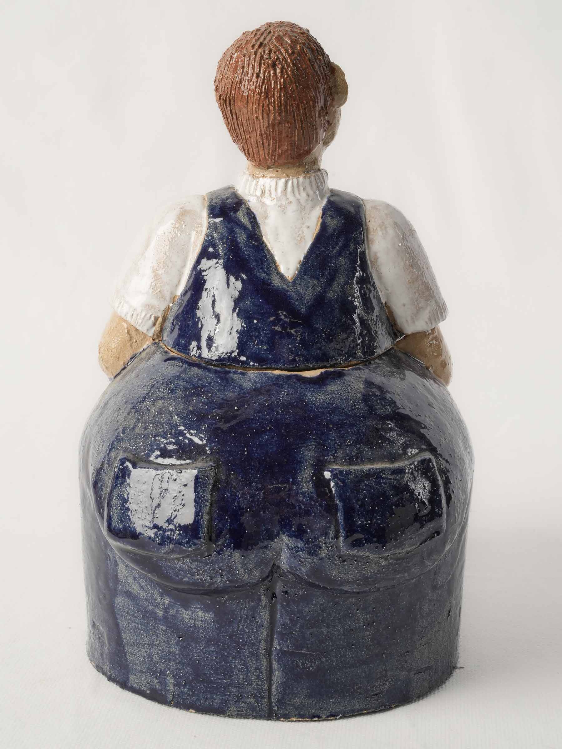 Blue overalls decorative jar