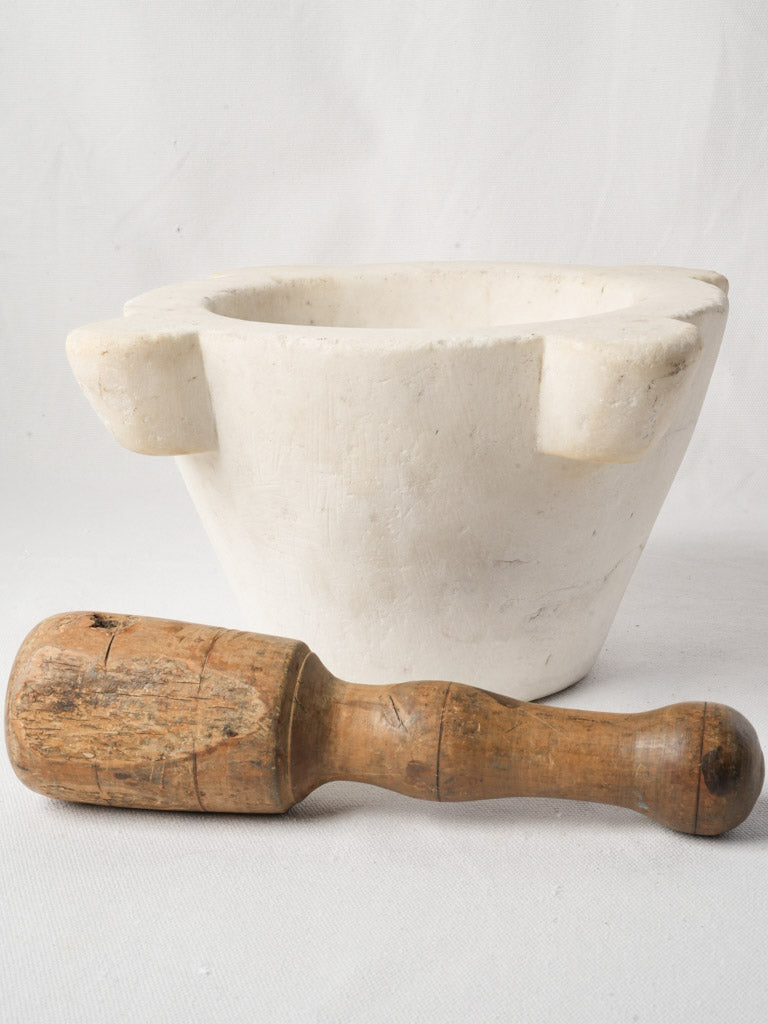 Antique French Marble Mortar w/ Wooden Pestle - 6¼"
