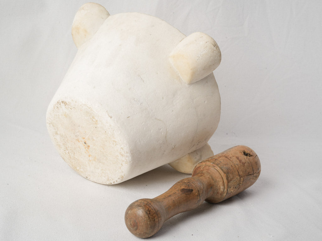Antique French Marble Mortar w/ Wooden Pestle - 6¼"