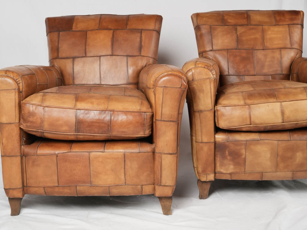 Elegant aged leather club seating