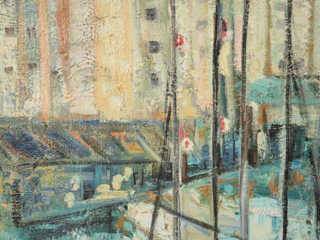Expressive abstract harbor depiction