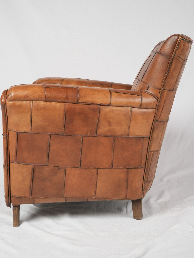 Classic French reupholstered leather armchairs