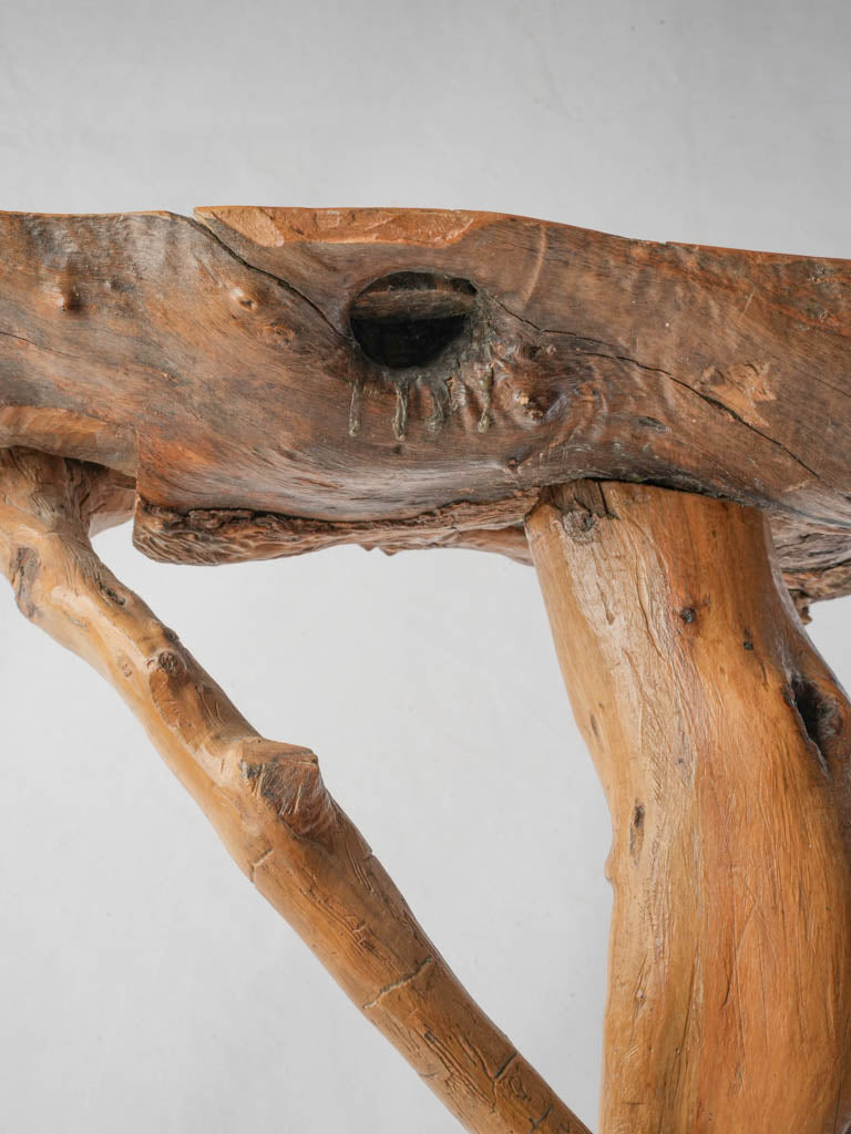 Textured rustic style wooden console