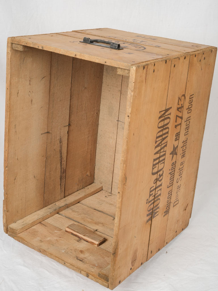Aged branded wooden wine crate