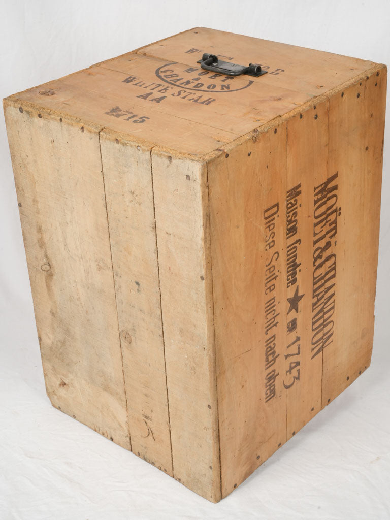Elegant unfinished wood champagne crate