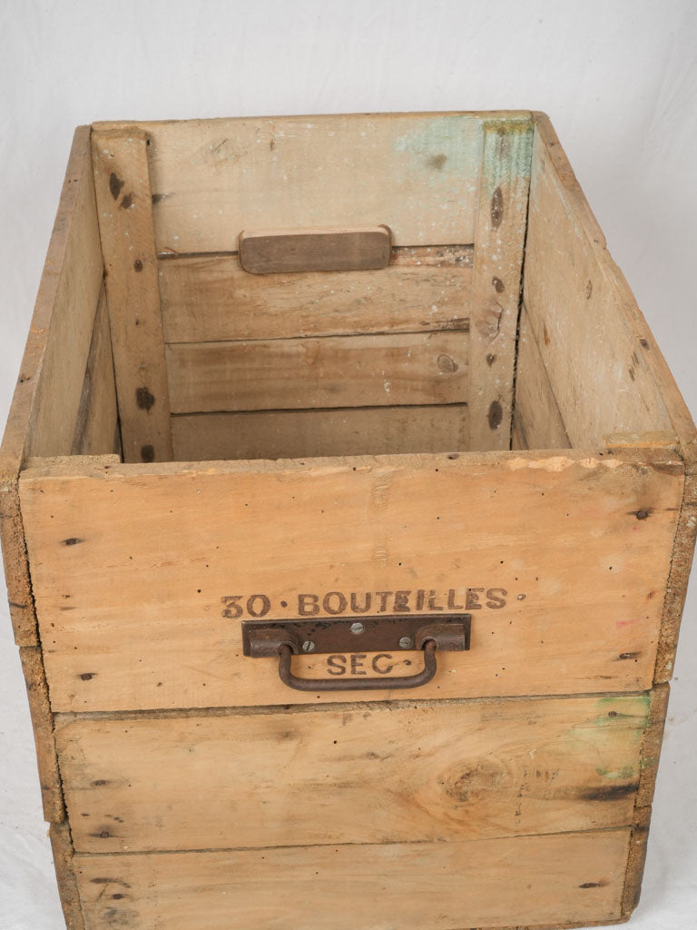 Boldly stamped wooden wine crate