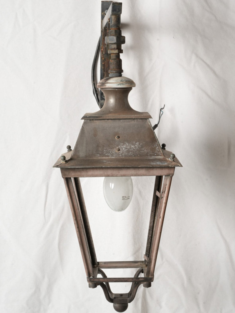 Patinated copper village street lamp