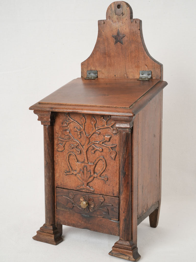 Antique walnut salt box