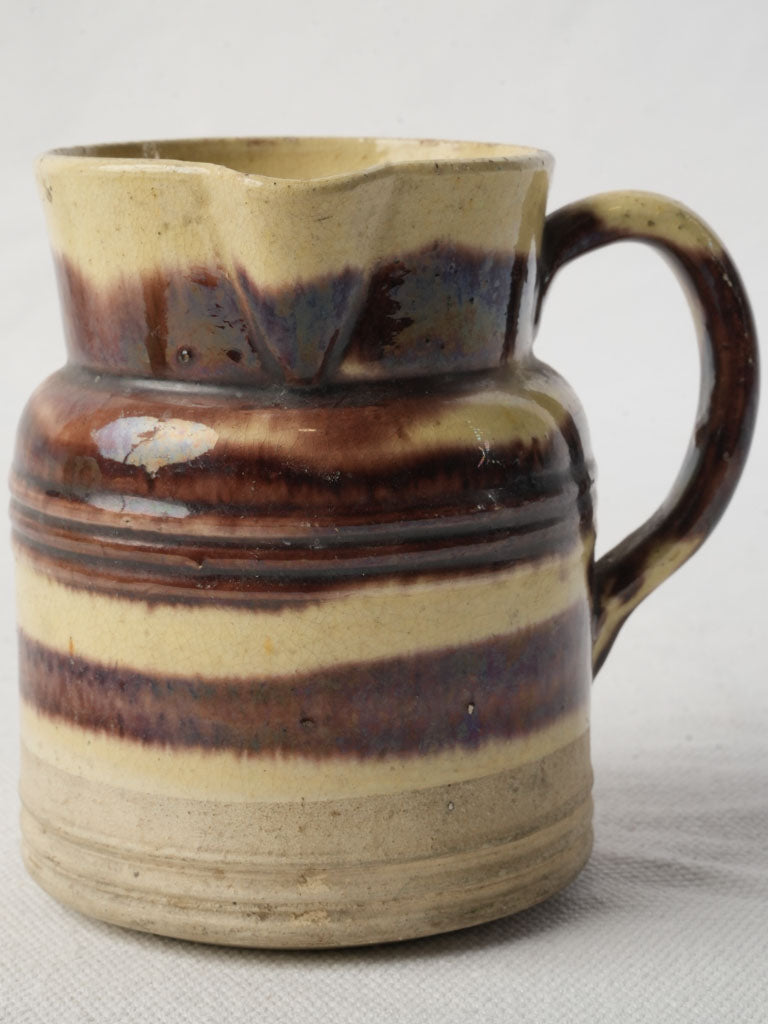 Petite Dieulefit Ceramic Creamer w/ Ringed Chocolate Glaze - 4"