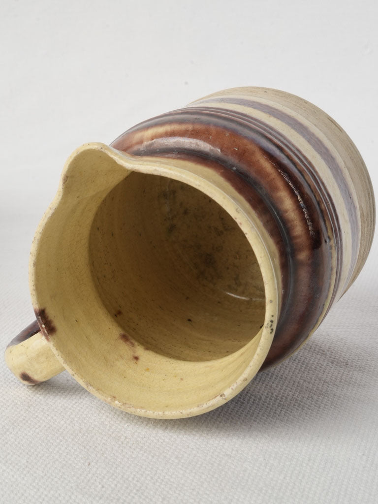 Petite Dieulefit Ceramic Creamer w/ Ringed Chocolate Glaze - 4"