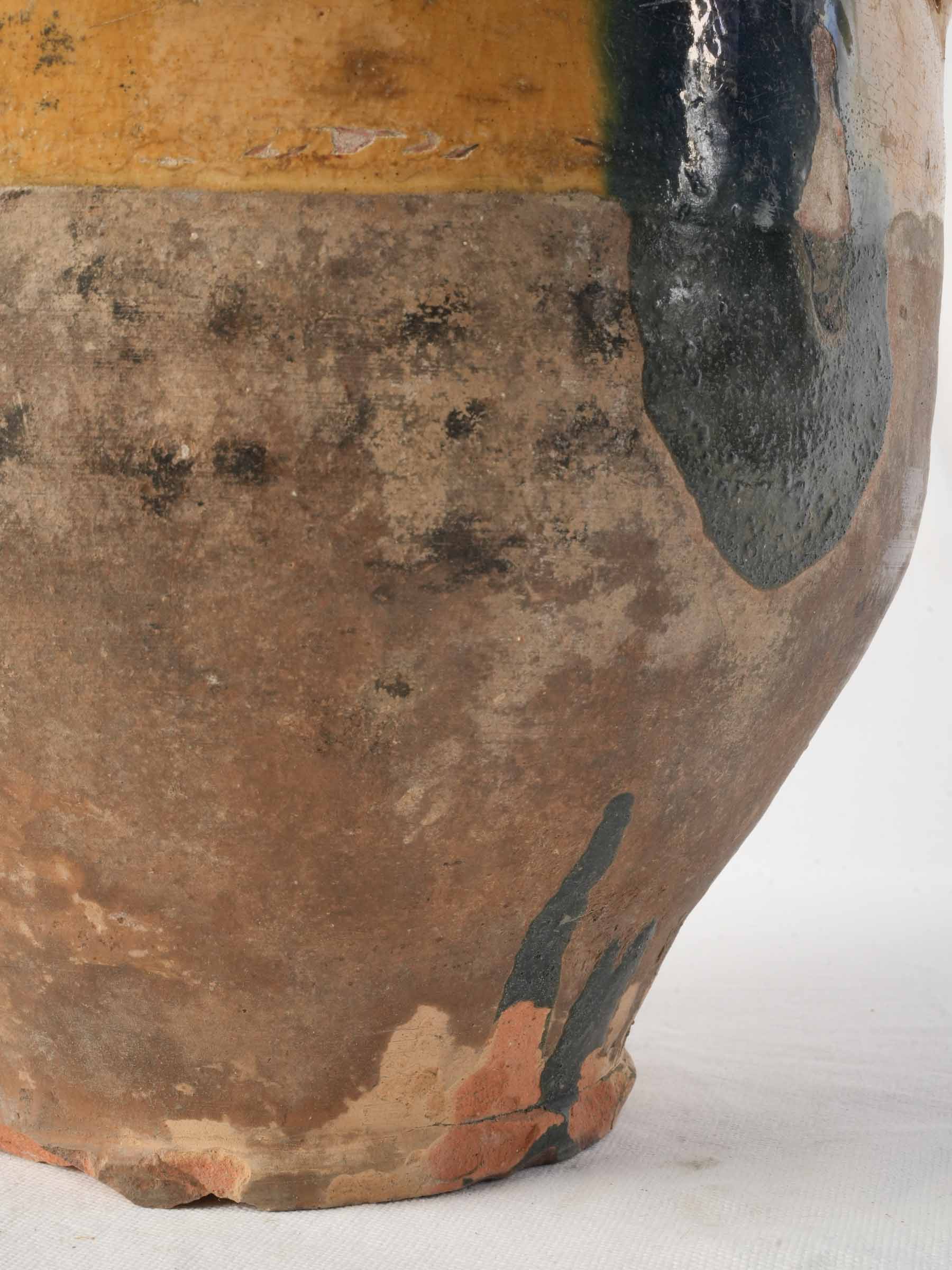 Decorative blue-glazed rustic pot