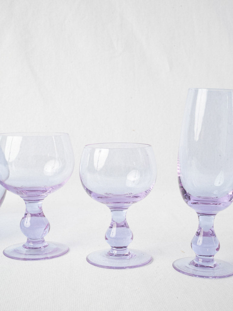 Mouth-blown lilac champagne flutes