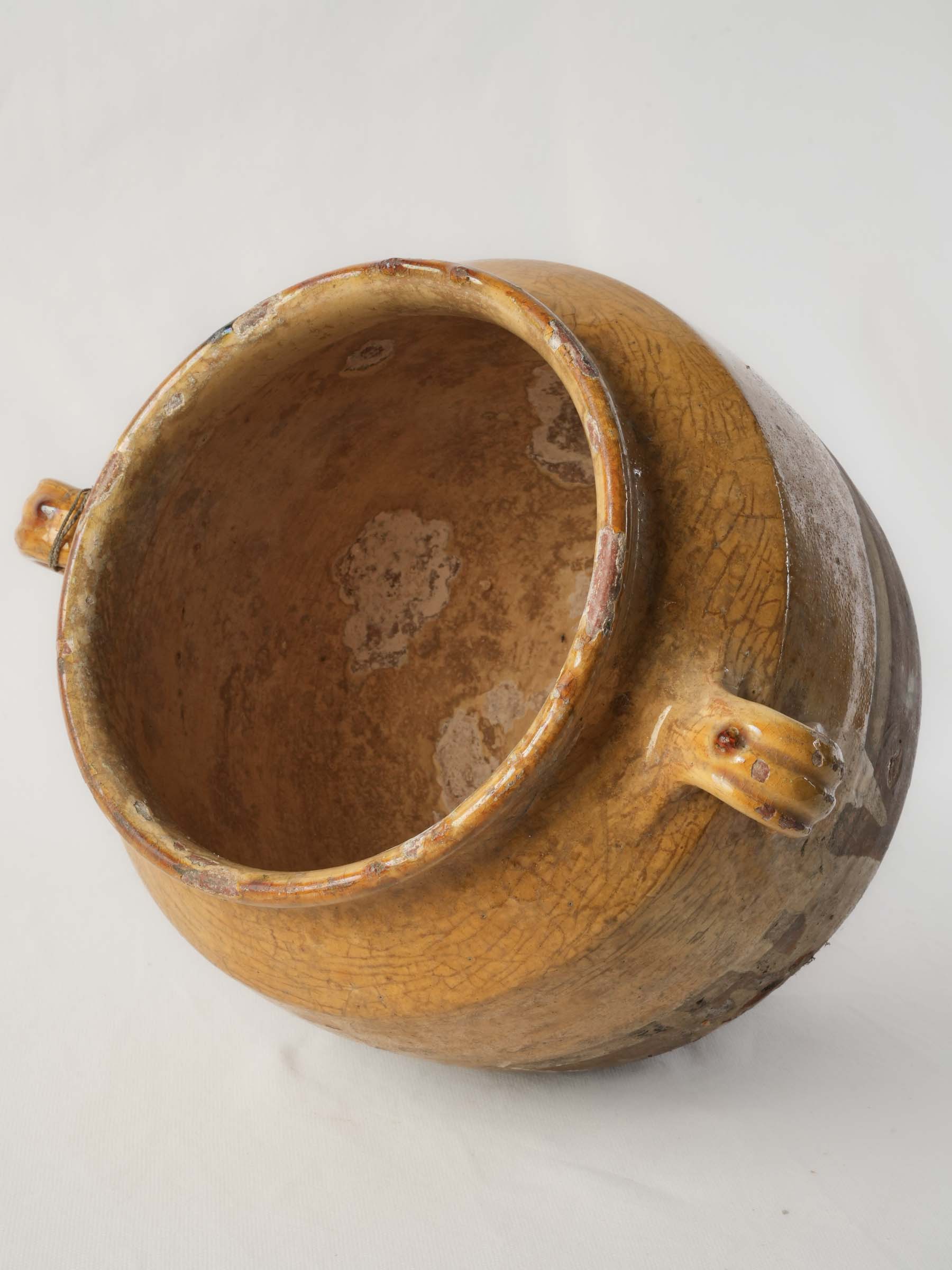 Unique glazed blue and terracotta jar