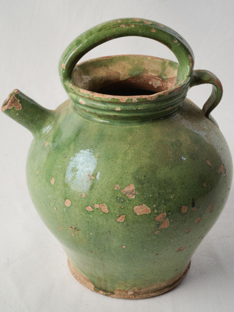 Provençal Green Glazed Cruche From The Late 19th Century - 11¾"