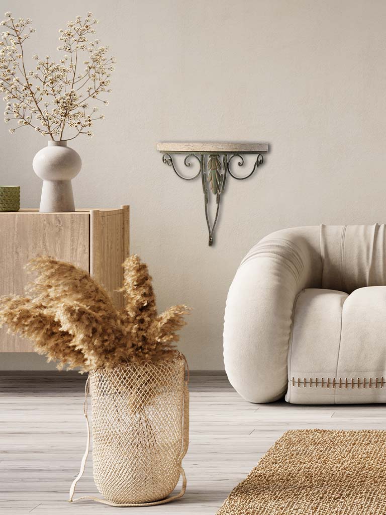 Elegant scrollwork iron wall bracket