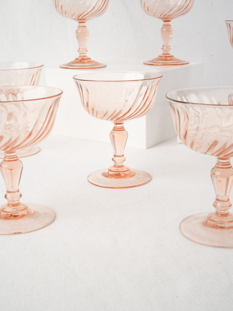 1970s French blush-tone glassware