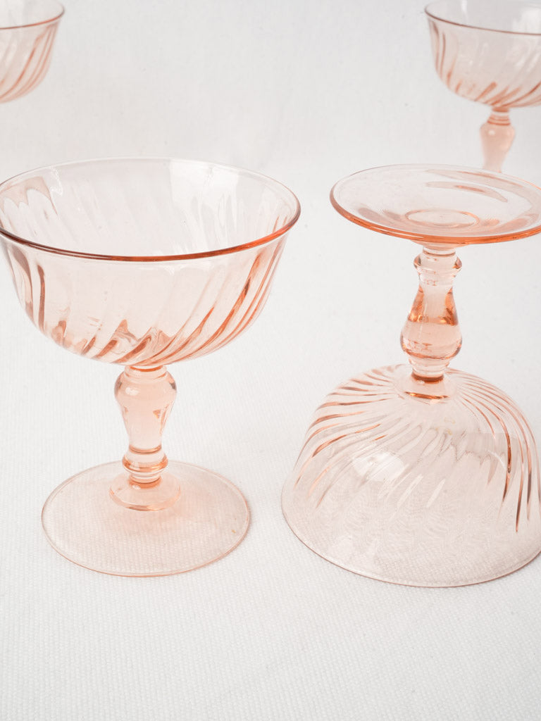 Stylish pink glass dessert bowls