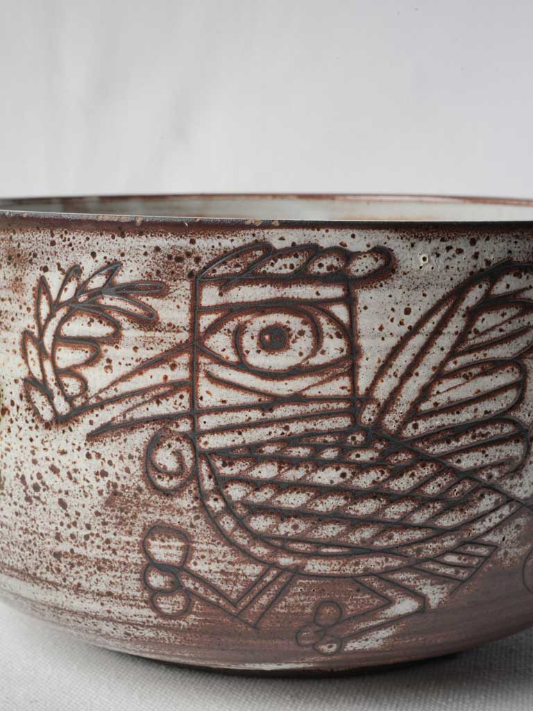 Stylized floral painted ceramic bowl