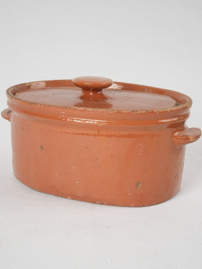 Antique red-ocher glazed French tureen