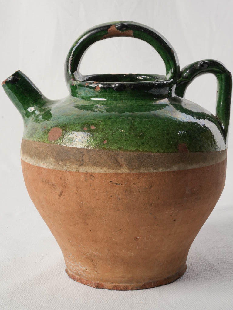 Rustic Provençal Terracotta Jug w/ Double Handle Circa 1900 - 10¼"