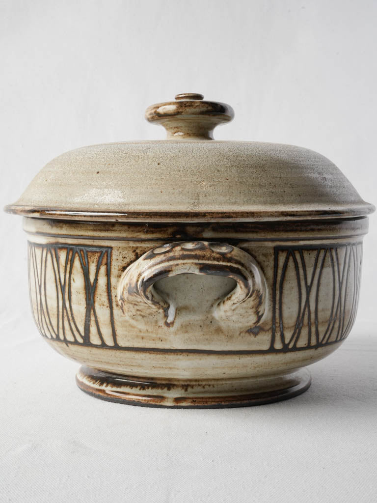 Rustic pierced knob soup tureen