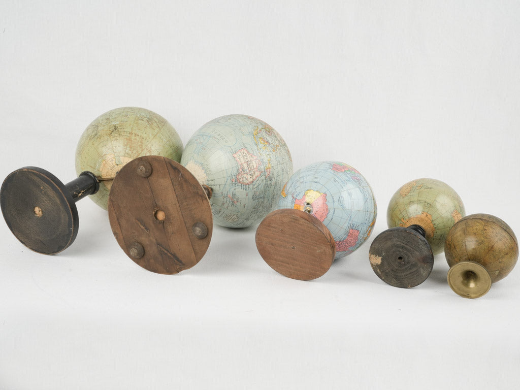 Classic antique wooden globe set