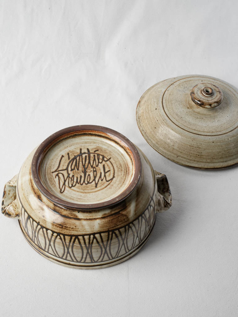 Handcrafted vintage-style stoneware tureen