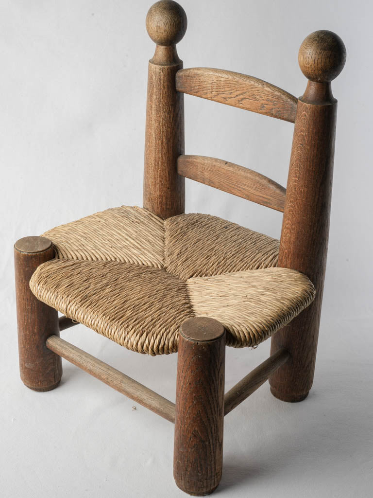 Handcrafted oak rush seat chair