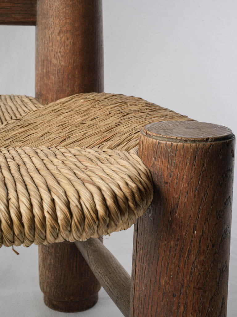 Rustic folk art oak seat