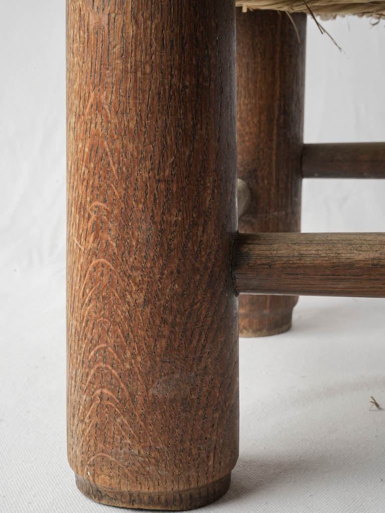 Aged oak handwoven rush chair