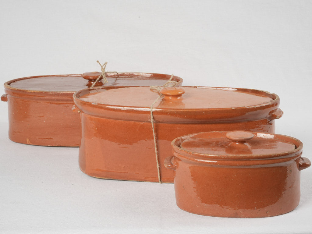 Robust antique tureen terracotta ear handles