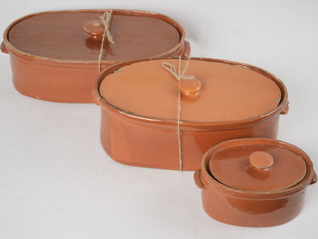 Distinctive French glazed tureen with knob