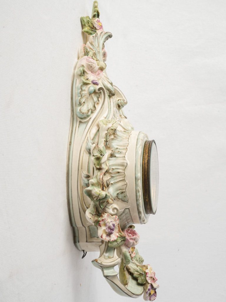 Longwy Ceramic Rococo Revival Wall Cartel Clock Dated 1882 - 16¼"