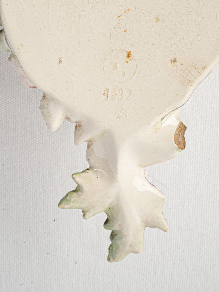 Longwy Ceramic Rococo Revival Wall Cartel Clock Dated 1882 - 16¼"