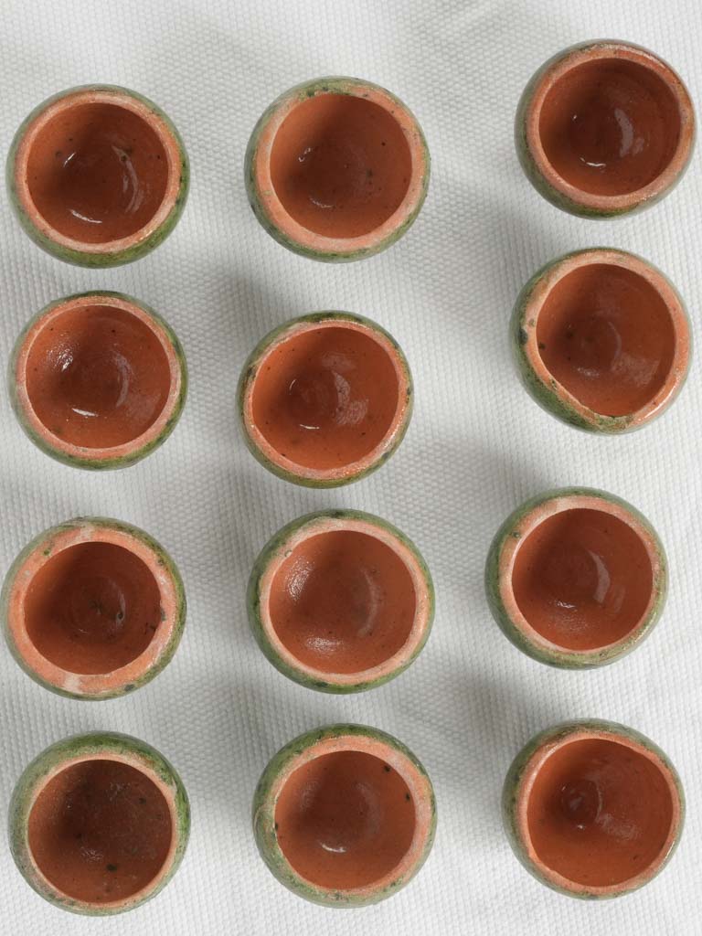 Antique French terracotta snail holders