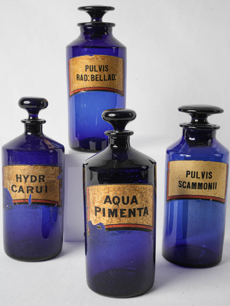 Antique cobalt glass pharmacy bottle