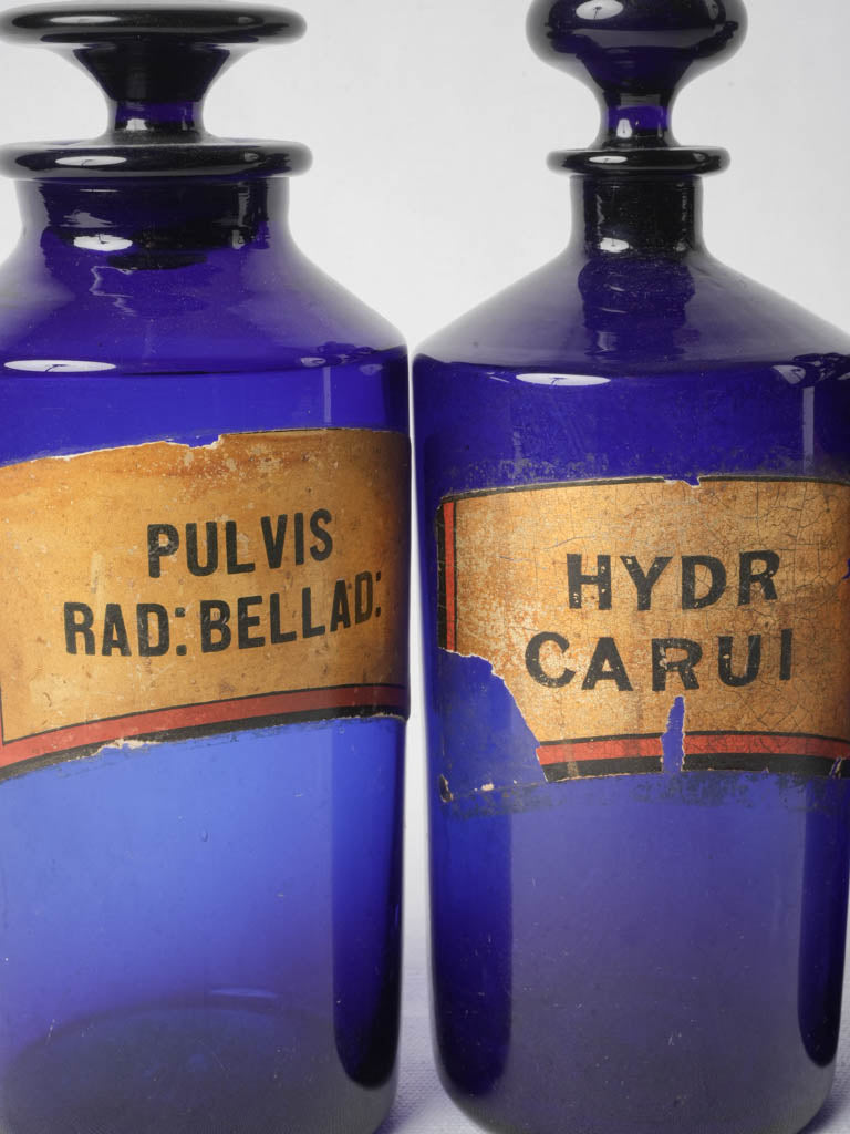 Historical cobalt antique pharmacy vessel