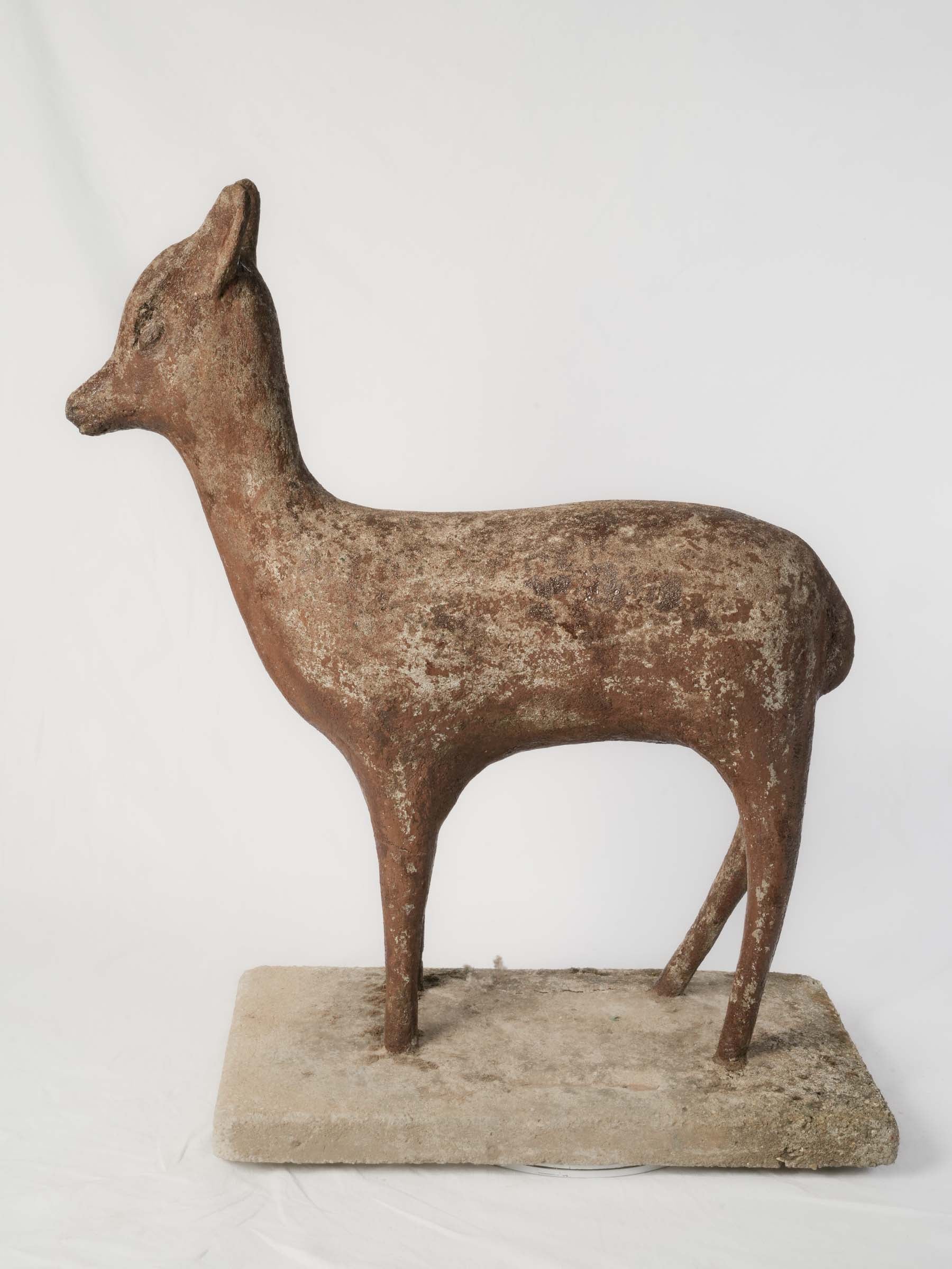 Antique-styled minimalist doe sculpture