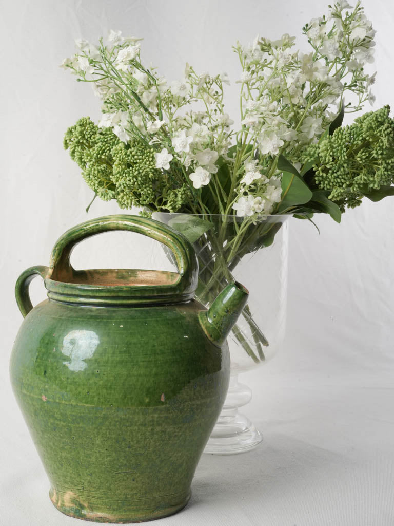 Antique Provençal Green-Glazed Water Jug - 11½"