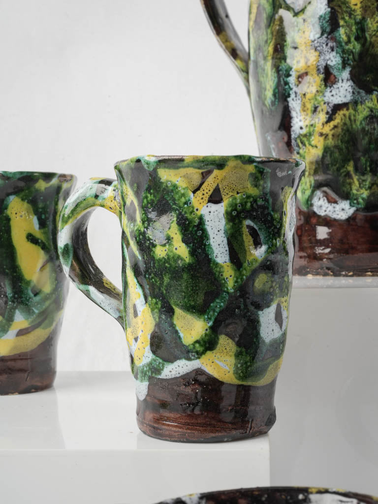 Textured handmade French pitcher ensemble