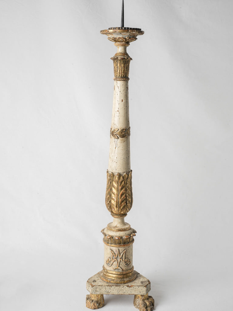 Elegant antique wooden candlestick holder