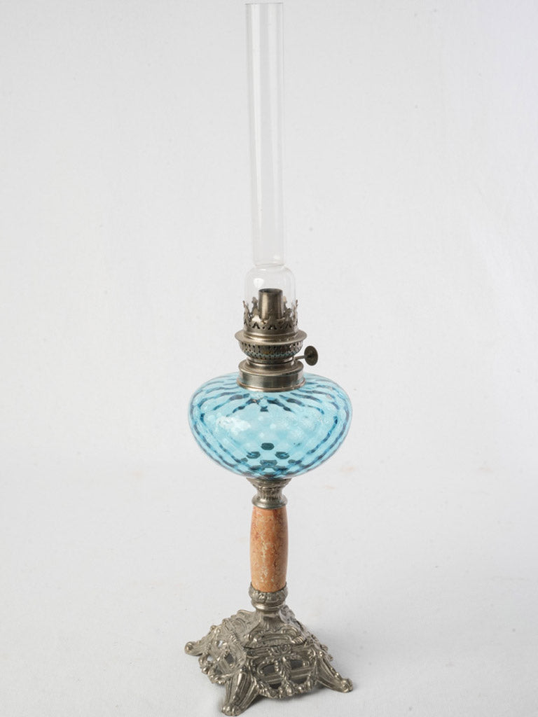 Decorative silvered metal base lamp