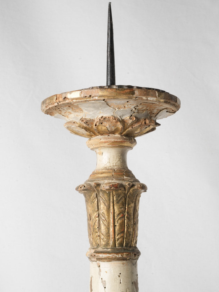 Timeworn patina candlestick holder